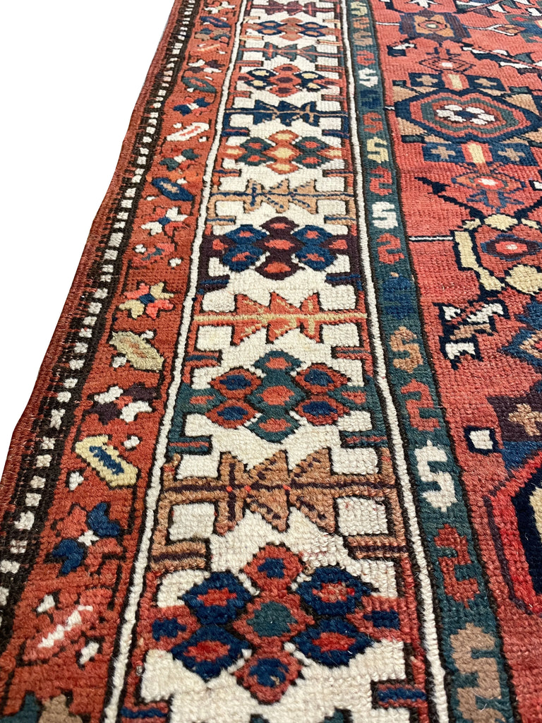 3'8"x14'2" Kurdish Hand Knotted
