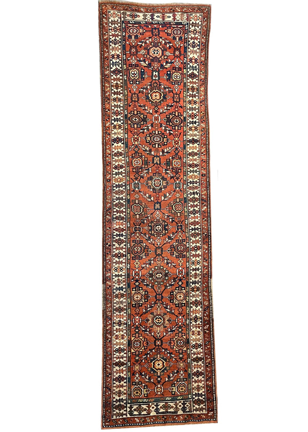 3'8"x14'2" Kurdish Hand Knotted