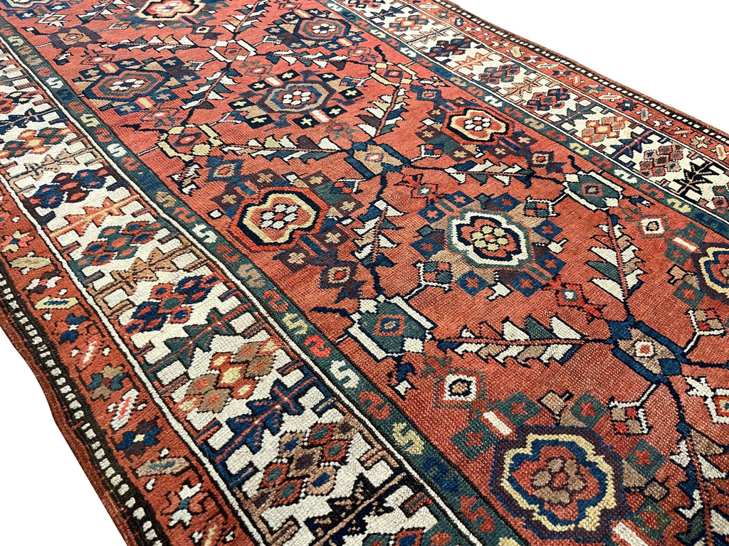 3'8"x14'2" Kurdish Hand Knotted