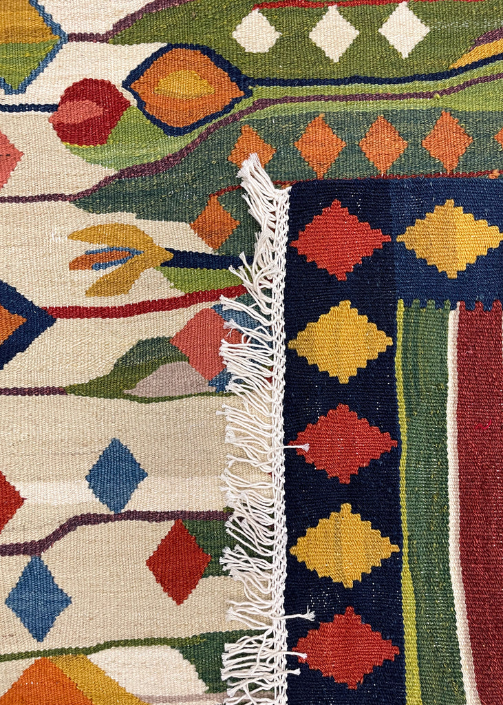 3'8"x5'2" Sennah Kilim Hand Knotted