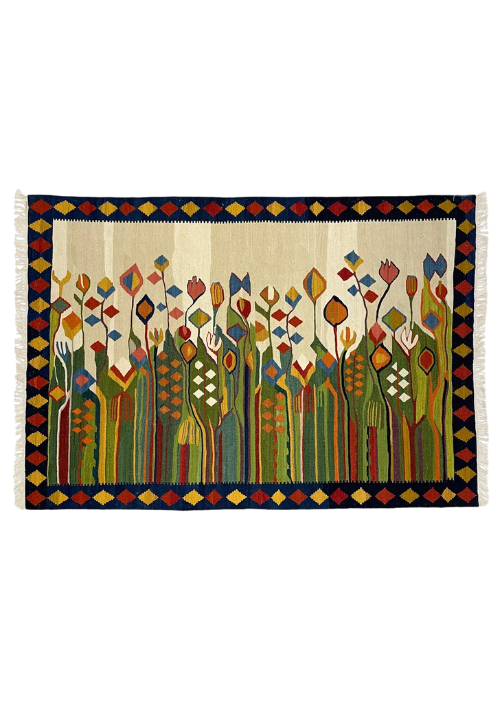 3'8"x5'2" Sennah Kilim Hand Knotted