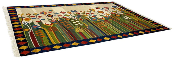 3'8"x5'2" Sennah Kilim Hand Knotted