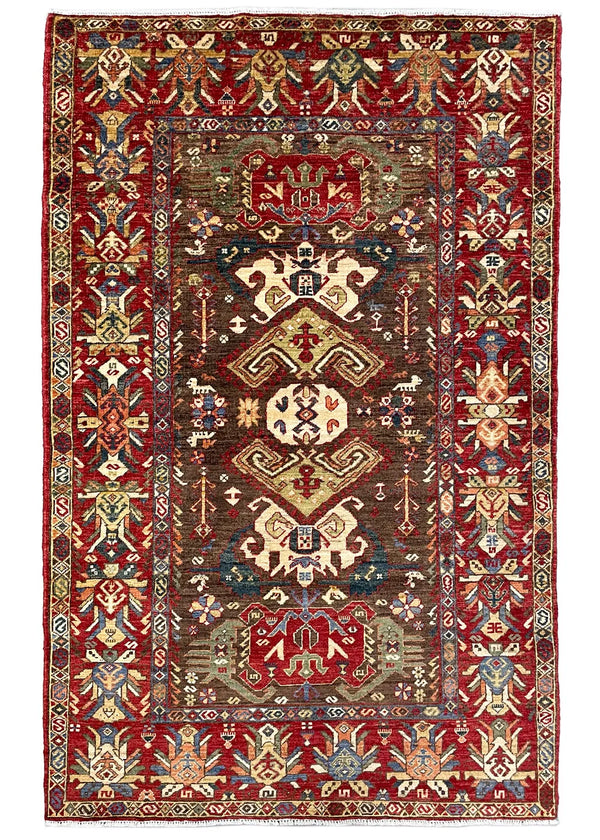 3'8"x5'9" Alpan Kuba Hand Knotted