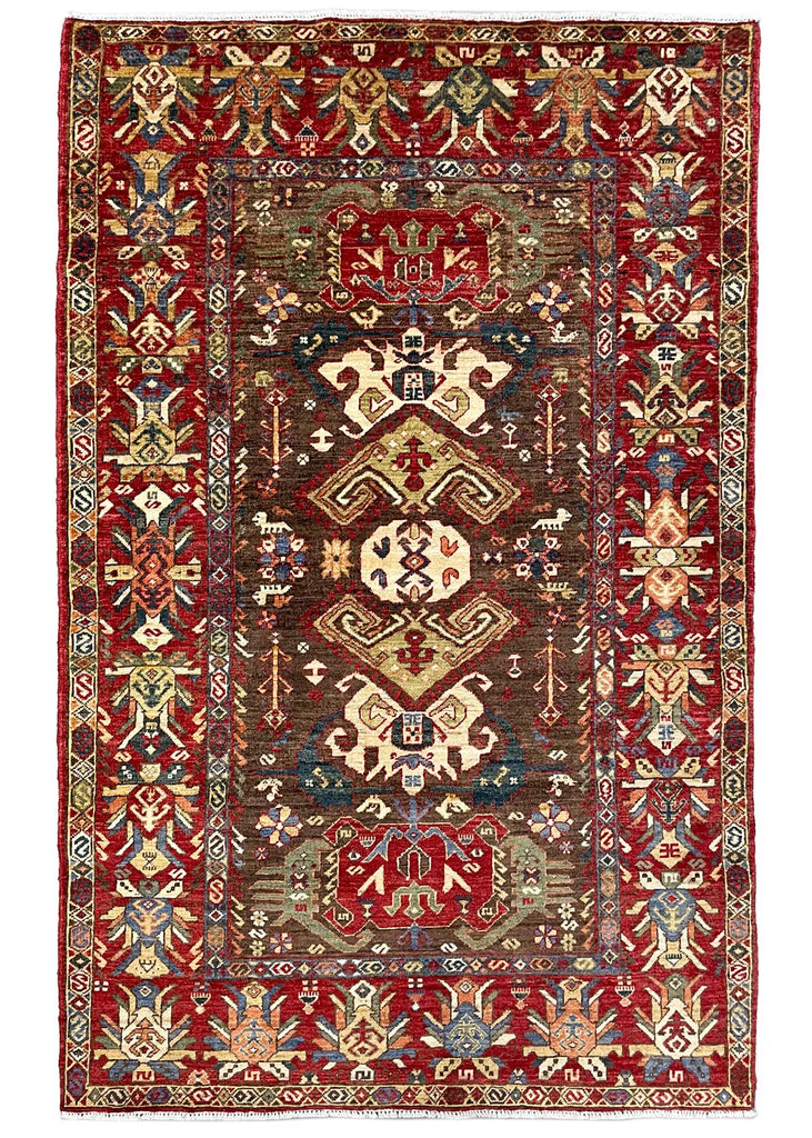 3'8"x5'9" Alpan Kuba Hand Knotted
