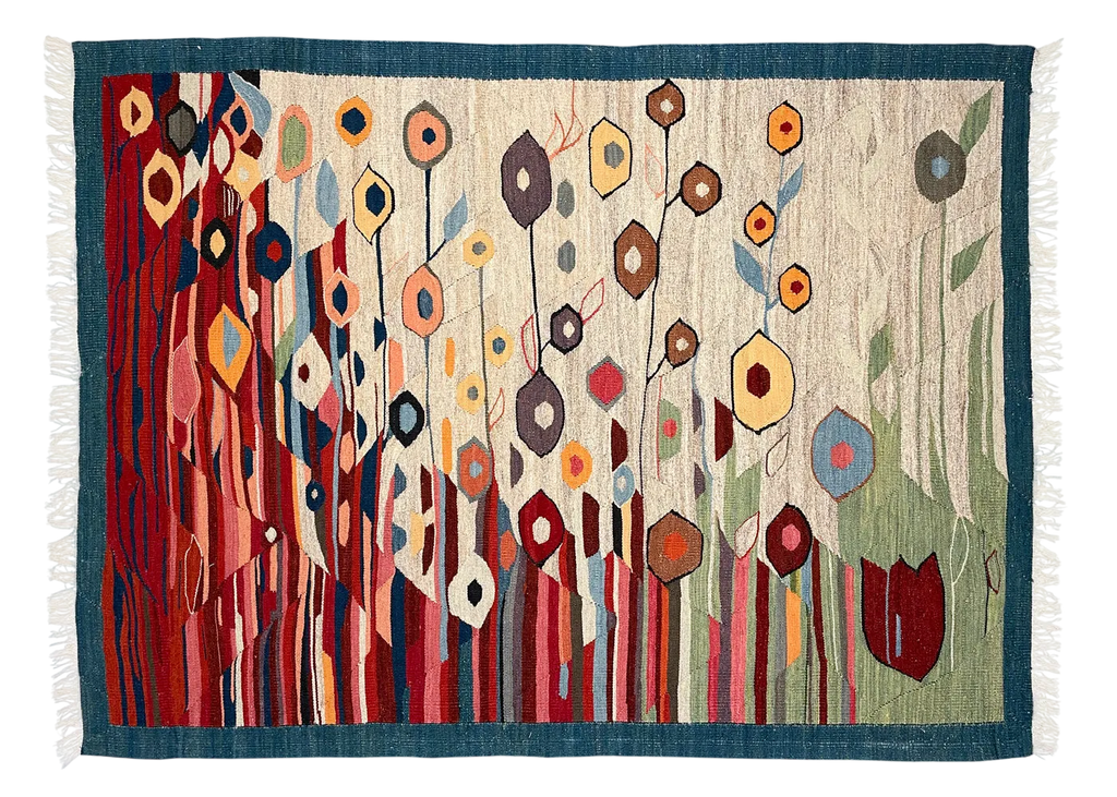 3'8"x5' Abstract Kilim Hand Knotted