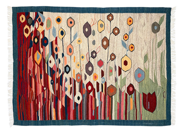 3'8"x5' Abstract Kilim Hand Knotted