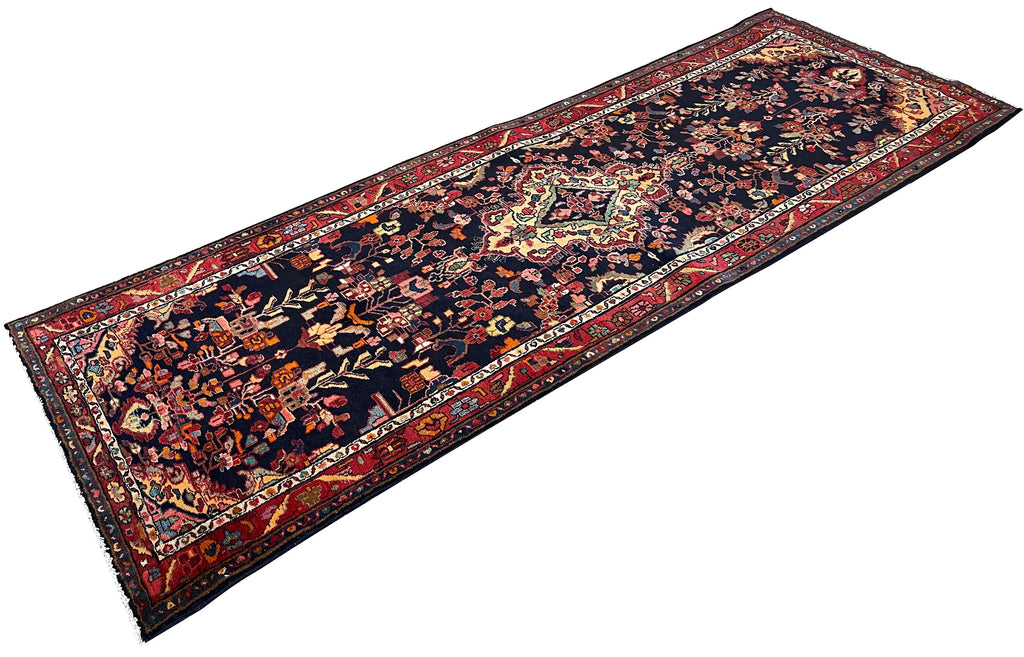 3'9"x10'5" Borchalou Hamadan Hand Knotted