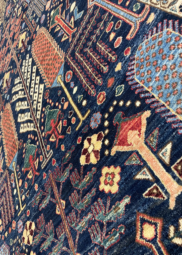 3'9"x12'4" Gabbeh Hand Knotted