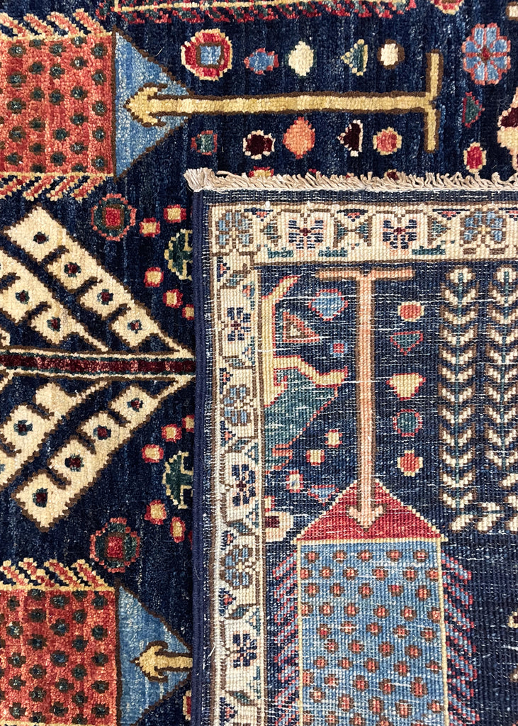 3'9"x12'4" Gabbeh Hand Knotted