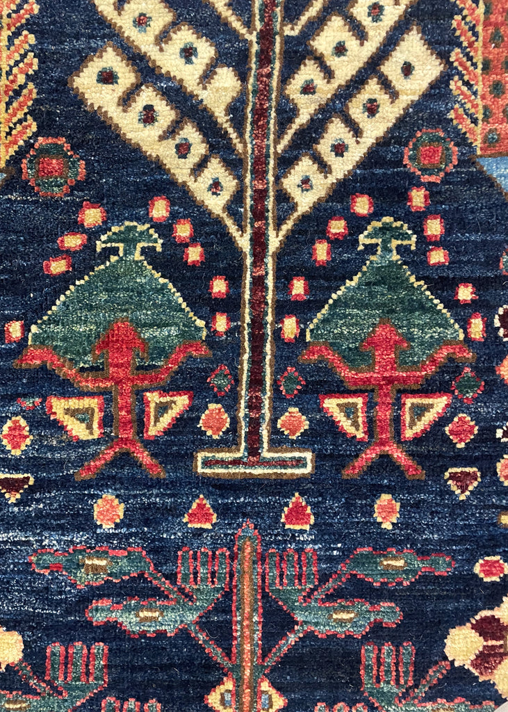 3'9"x12'4" Gabbeh Hand Knotted