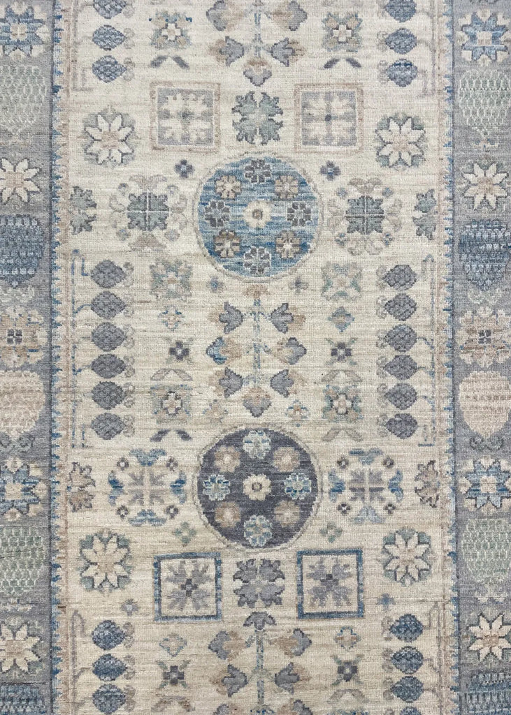 3'9"x17'4" Khotan Hand Knotted