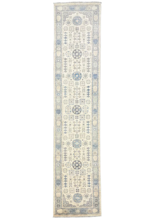 3'9"x17'4" Khotan Hand Knotted