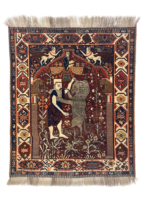 3'9"x4'5" Qashqai Hand Knotted