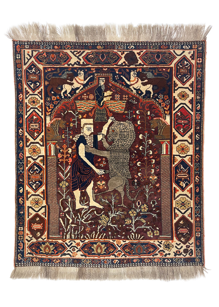 3'9"x4'5" Qashqai Hand Knotted