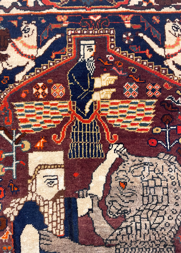 3'9"x4'5" Qashqai Hand Knotted