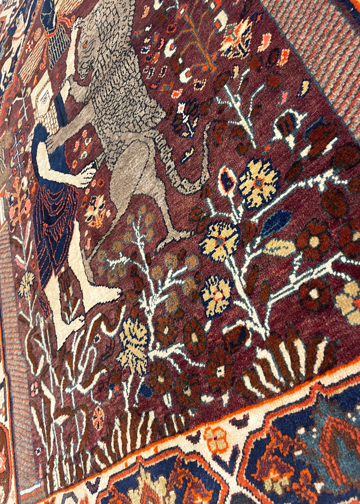 3'9"x4'5" Qashqai Hand Knotted