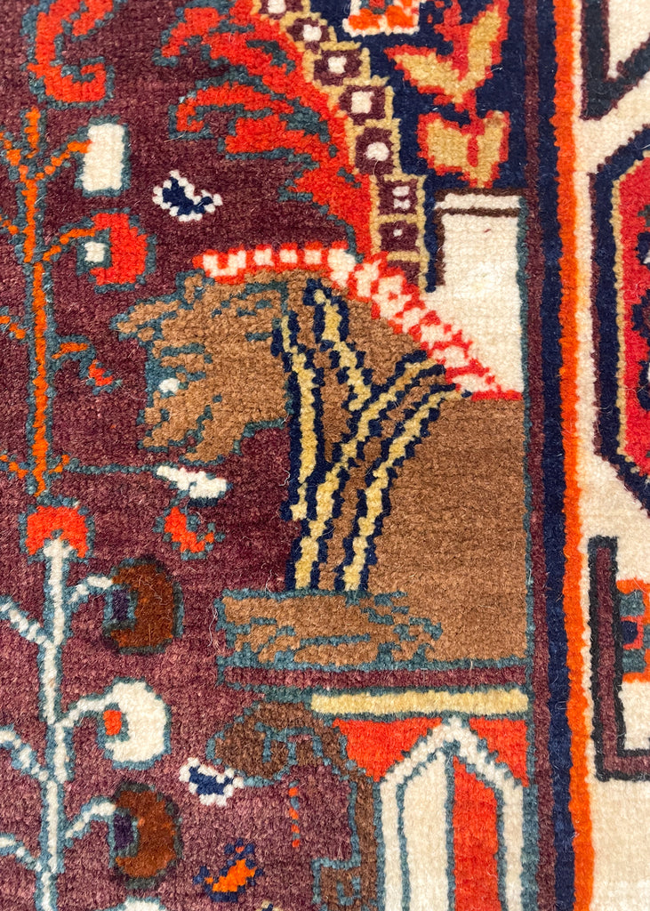 3'9"x4'5" Qashqai Hand Knotted