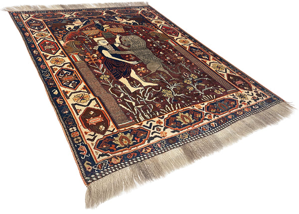 3'9"x4'5" Qashqai Hand Knotted