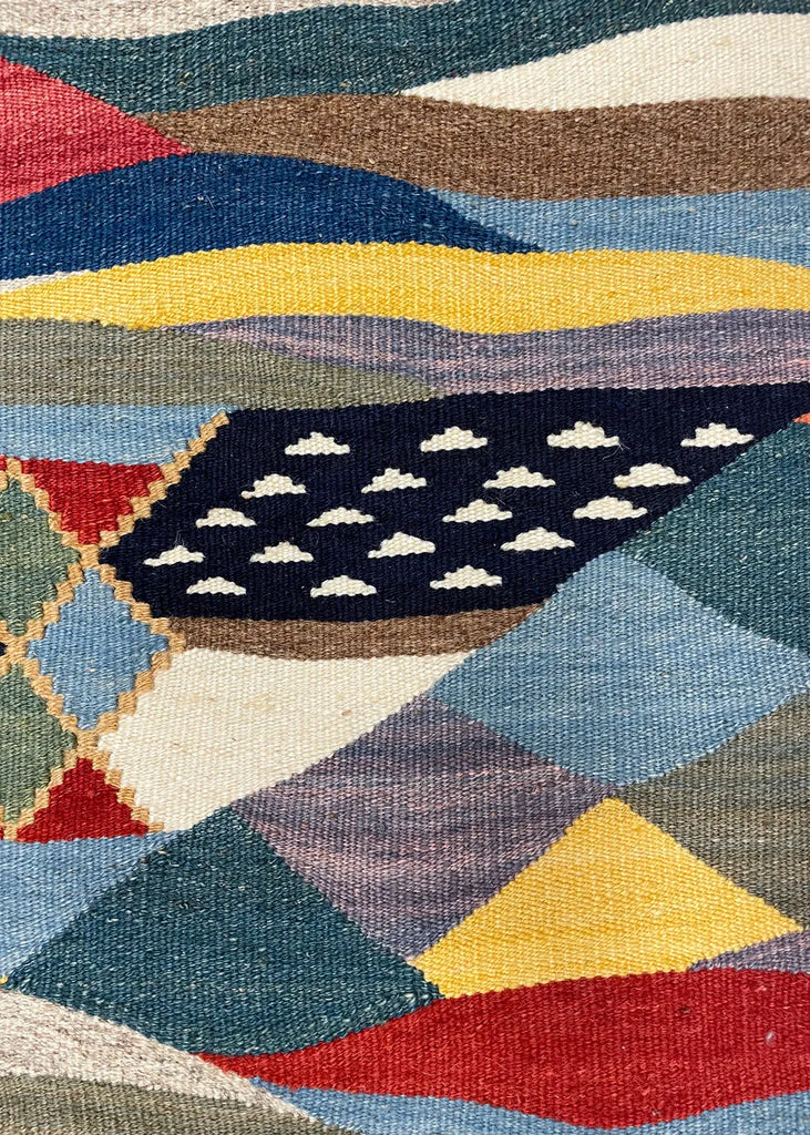 3'9"x5'2" Sennah Kilim Hand Knotted