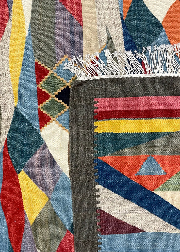 3'9"x5'2" Sennah Kilim Hand Knotted