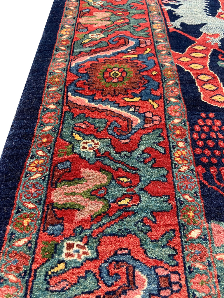 3'9"x5'7" Lion Bijar Hand Knotted