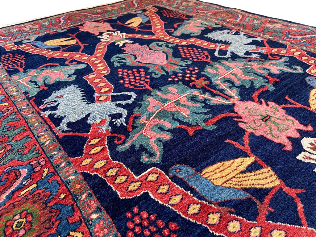 3'9"x5'7" Lion Bijar Hand Knotted