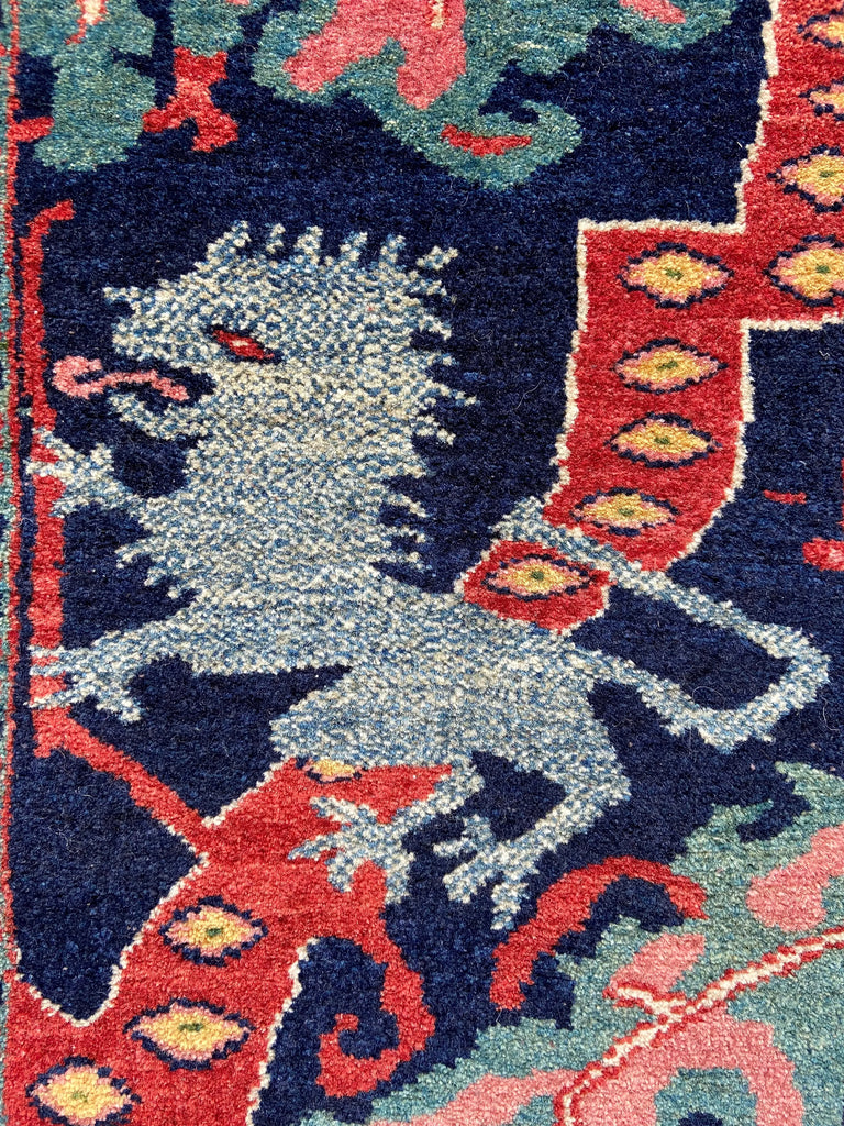 3'9"x5'7" Lion Bijar Hand Knotted