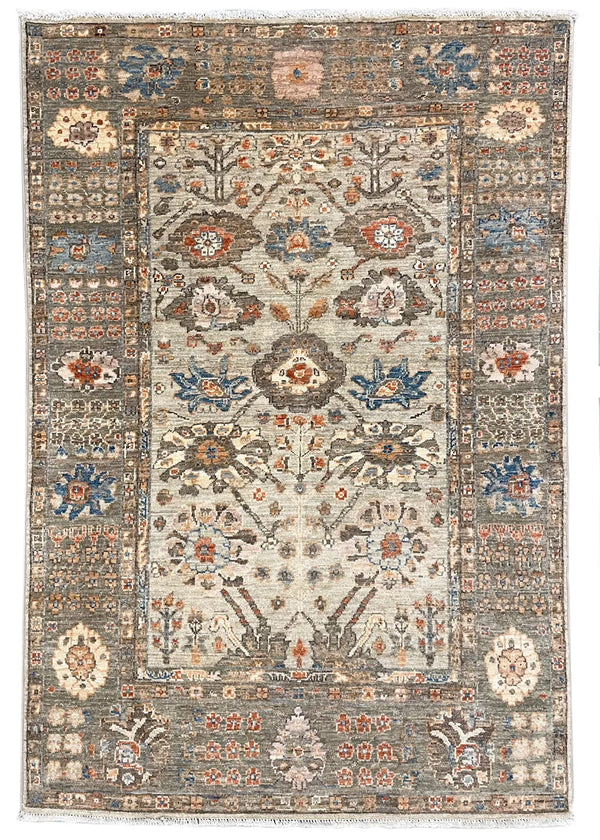 3'9x5'7" Sauj Bolag Hand Knotted