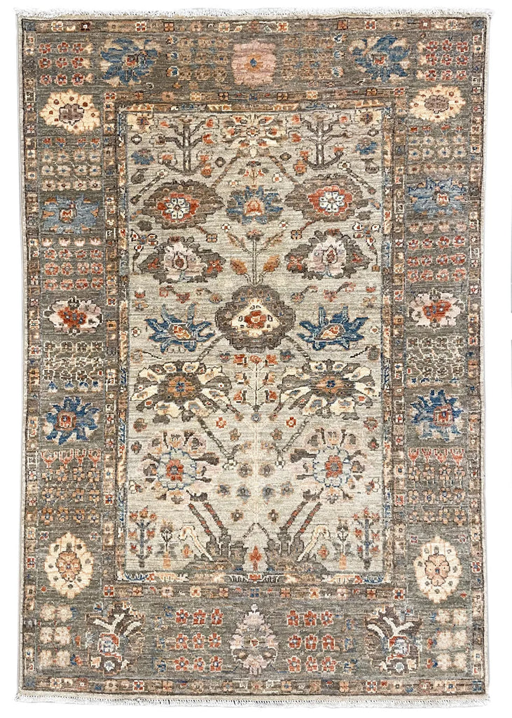 3'9x5'7" Sauj Bolag Hand Knotted