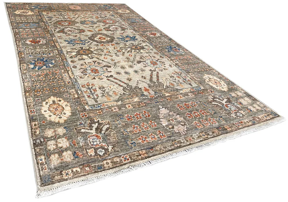 3'9x5'7" Sauj Bolag Hand Knotted