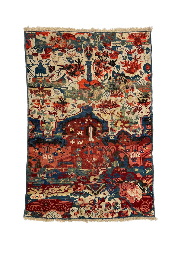 3'9"x5'7" Seychor Kuba Hand Knotted