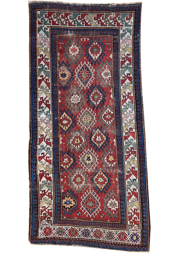 3'9"x7'7" Genje Kazak Hand Knotted