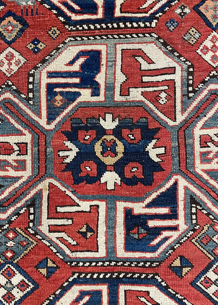3'9"x8'4" Triple Medallion Chelaberd Karabagh Hand Knotted
