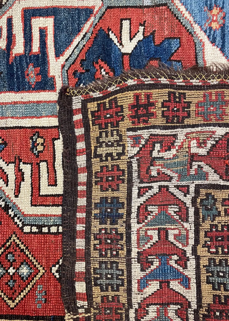 3'9"x8'4" Triple Medallion Chelaberd Karabagh Hand Knotted