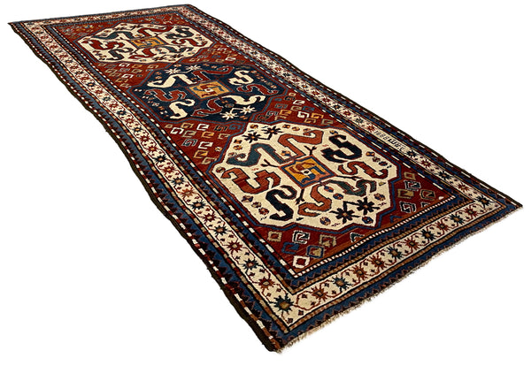 3'9"x8'9" "Cloud Band" Kazak Hand Knotted