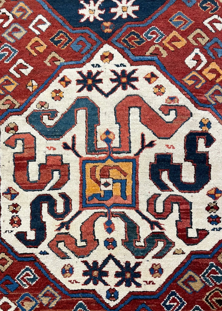 3'9"x8'9" "Cloud Band" Kazak Hand Knotted