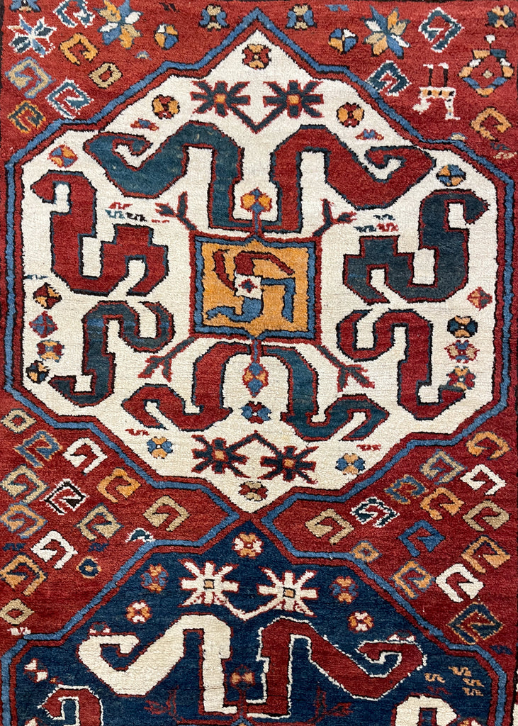 3'9"x8'9" "Cloud Band" Kazak Hand Knotted