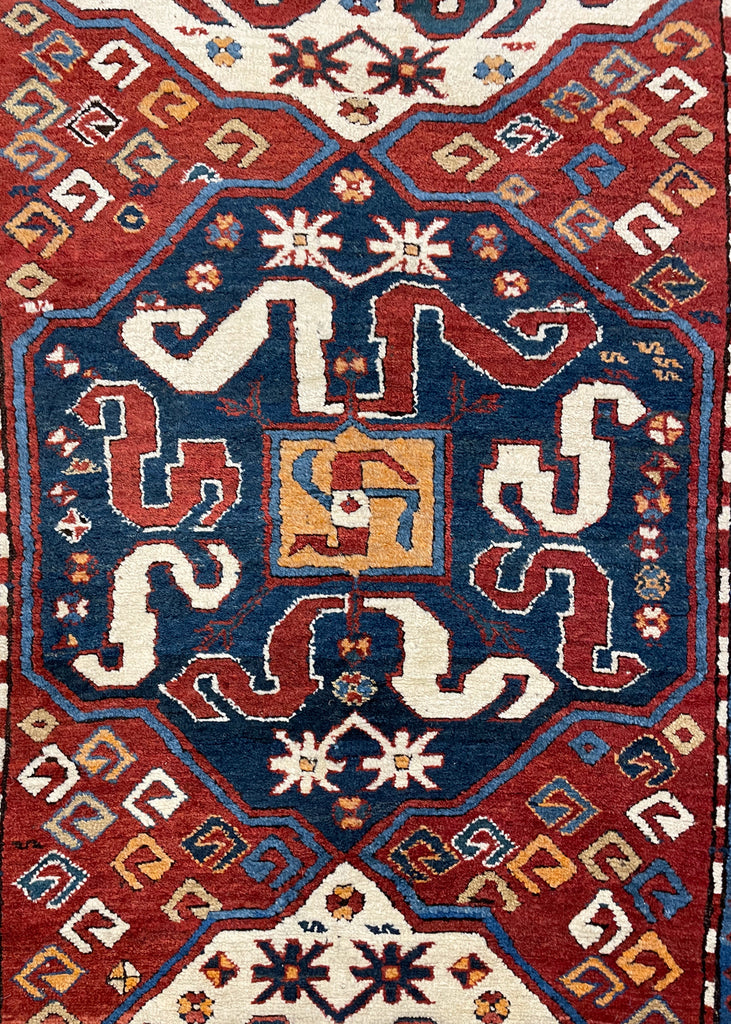 3'9"x8'9" "Cloud Band" Kazak Hand Knotted