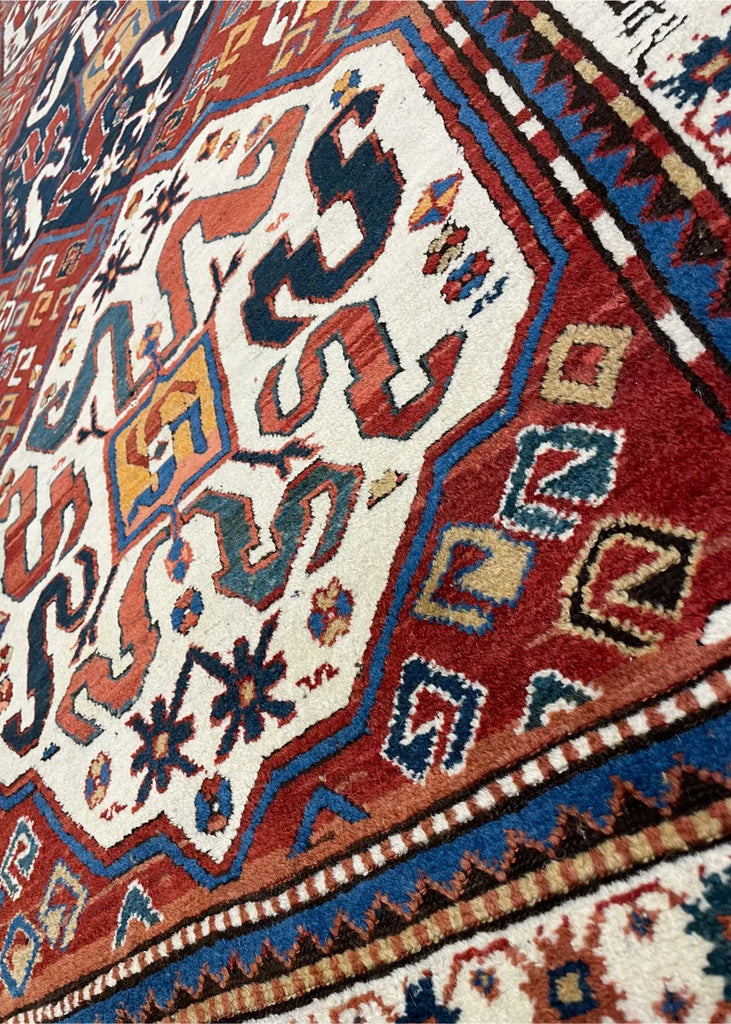 3'9"x8'9" "Cloud Band" Kazak Hand Knotted