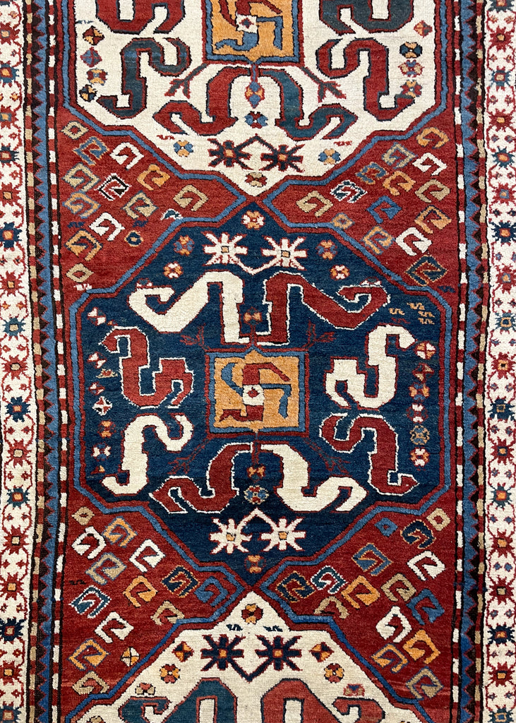 3'9"x8'9" "Cloud Band" Kazak Hand Knotted