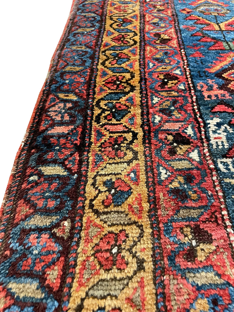 3'9"x9'9" Kurdish Sanjabi Hand Knotted