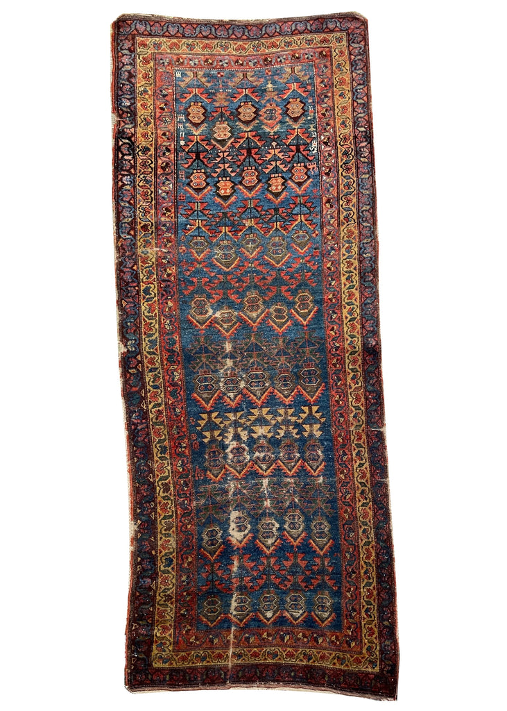 3'9"x9'9" Kurdish Sanjabi Hand Knotted