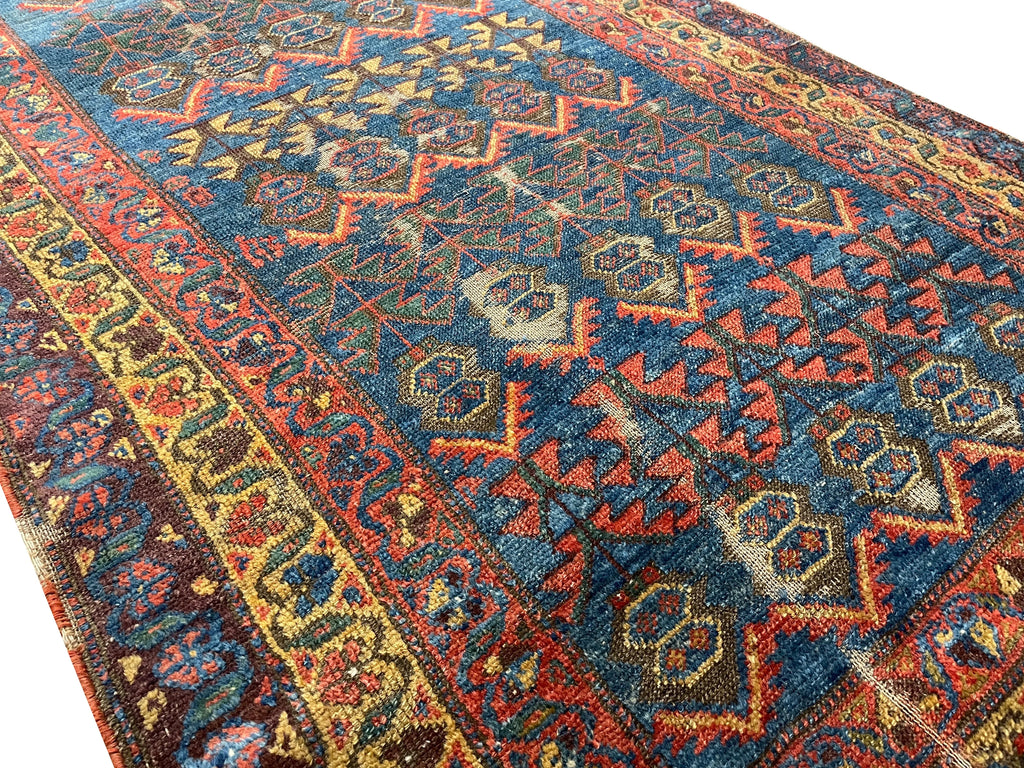 3'9"x9'9" Kurdish Sanjabi Hand Knotted