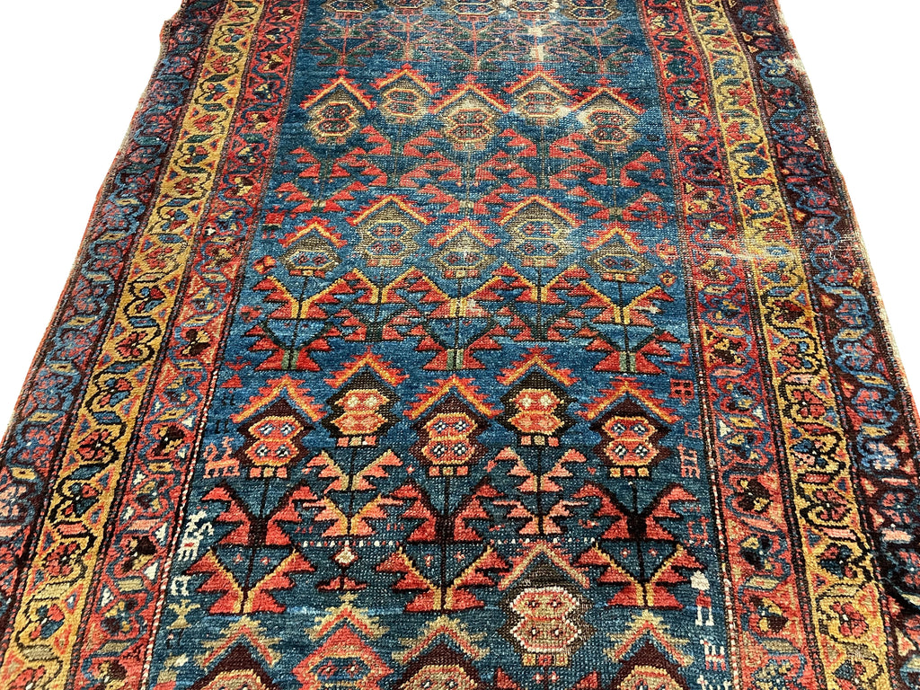 3'9"x9'9" Kurdish Sanjabi Hand Knotted