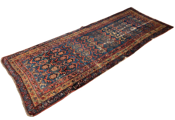 3'9"x9'9" Kurdish Sanjabi Hand Knotted