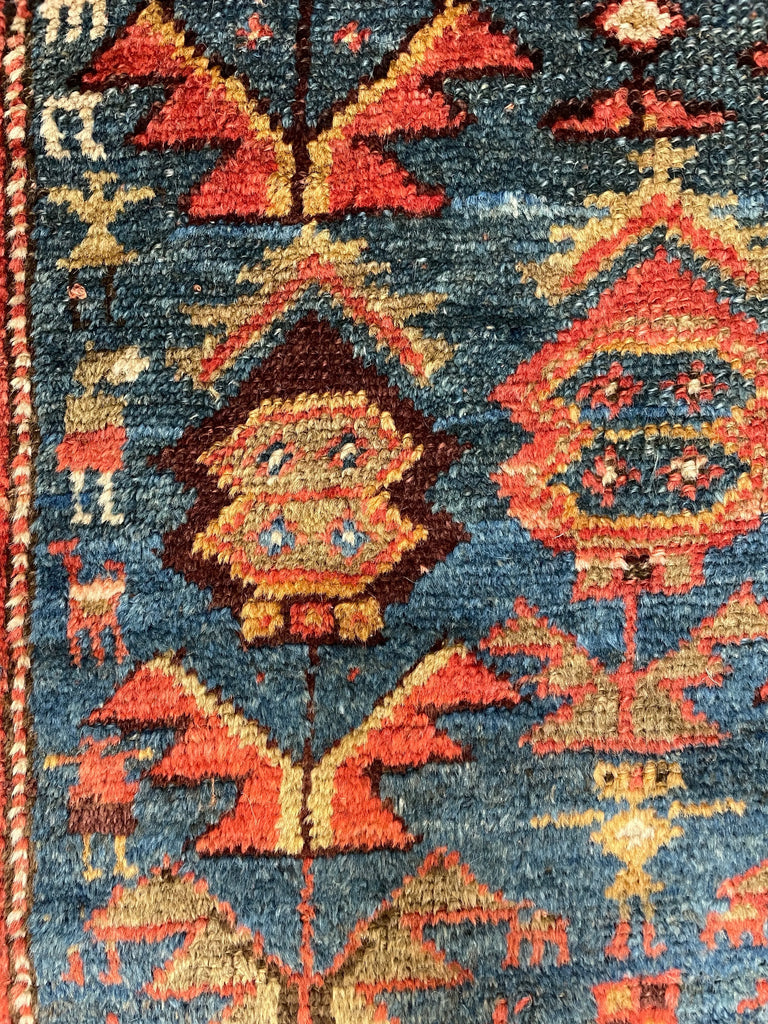 3'9"x9'9" Kurdish Sanjabi Hand Knotted
