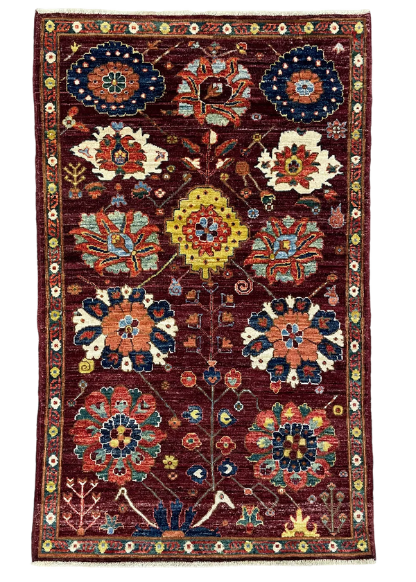 3'x4'11" Sauj Bolag Hand Knotted