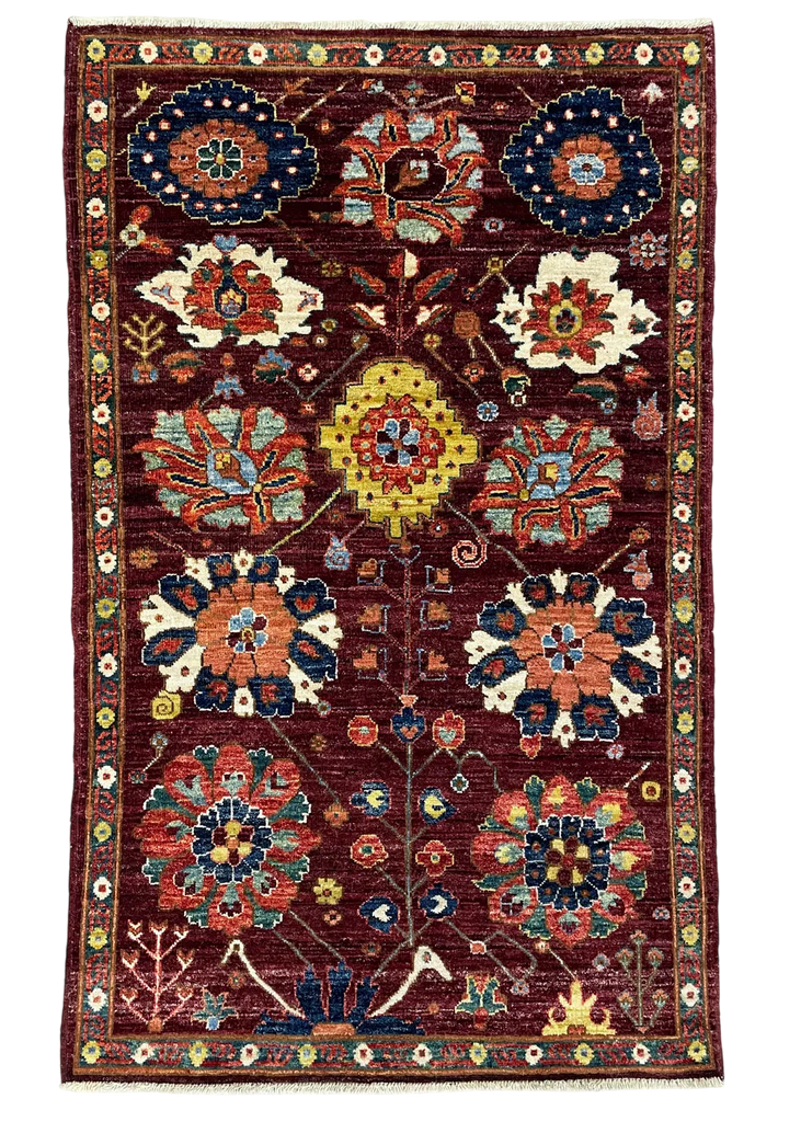 3'x4'11" Sauj Bolag Hand Knotted