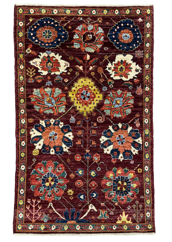 3'x4'11" Sauj Bolag Hand Knotted