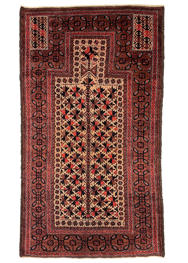 3'x5'4"  Beluch Prayer Rug Hand Knotted